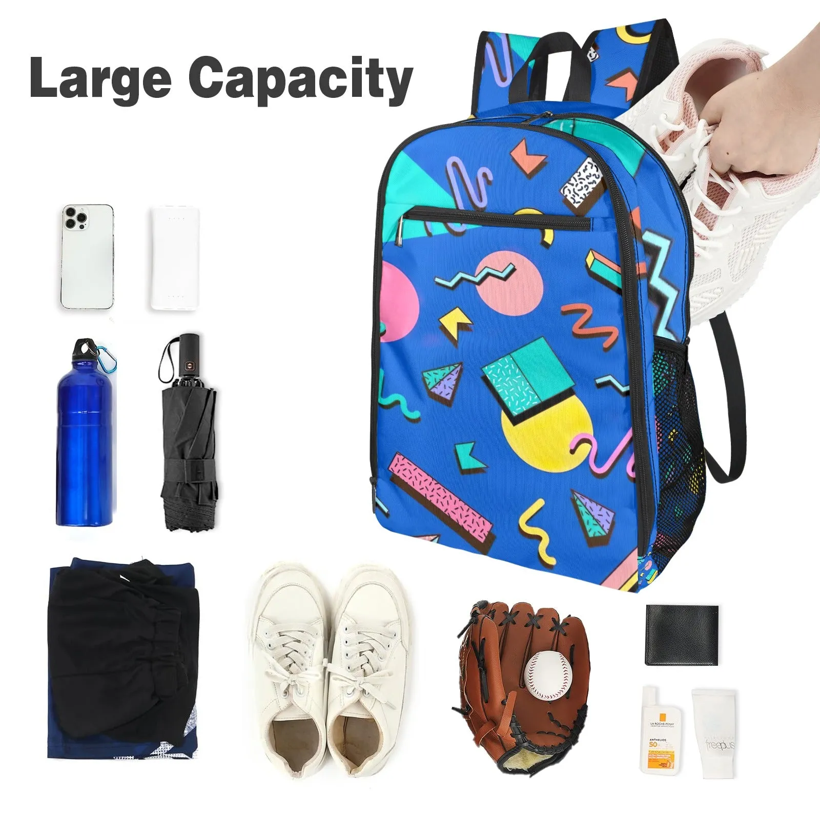 Retro Wave Blues All Over Print Leisure Sports Backpack