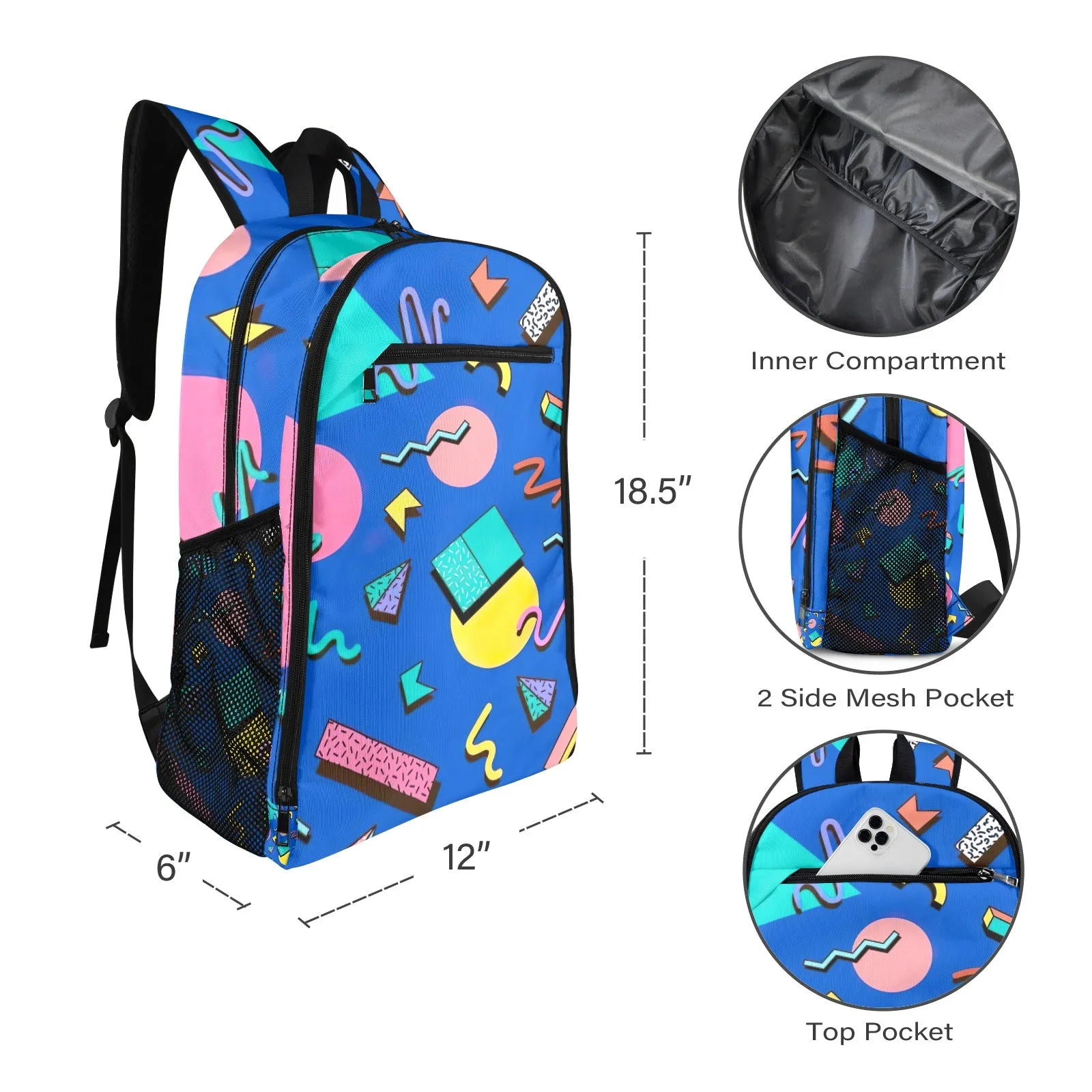 Retro Wave Blues All Over Print Leisure Sports Backpack