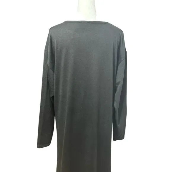River Island Midi Shift Dress Twist Front Knot Long Sleeve Black Women's 16 NWOT
