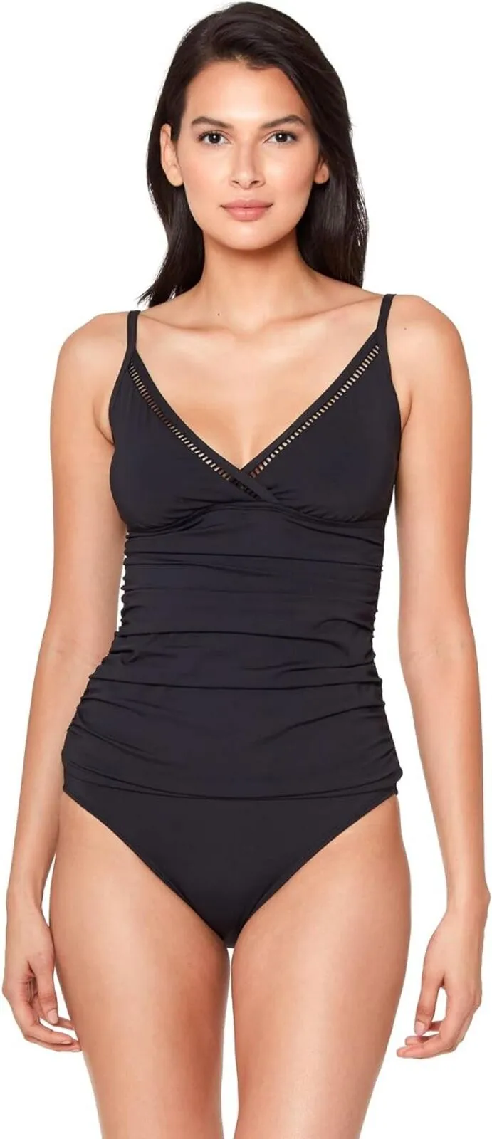 Rod Beattie Behind The Seams Over the Shoulder Tankini RBSM22496 Black 10