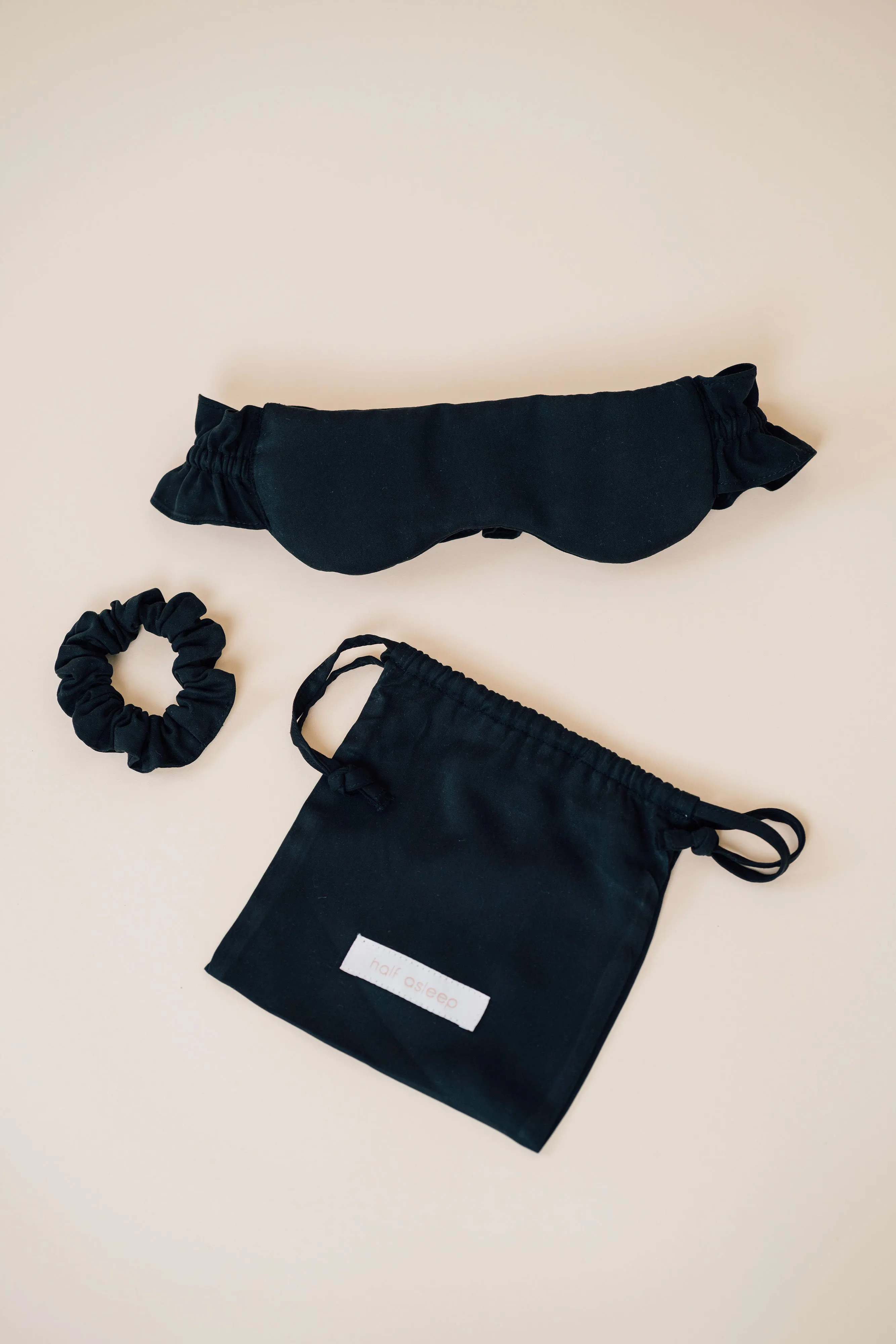 Ruffle Sleep Mask Set - Black Night