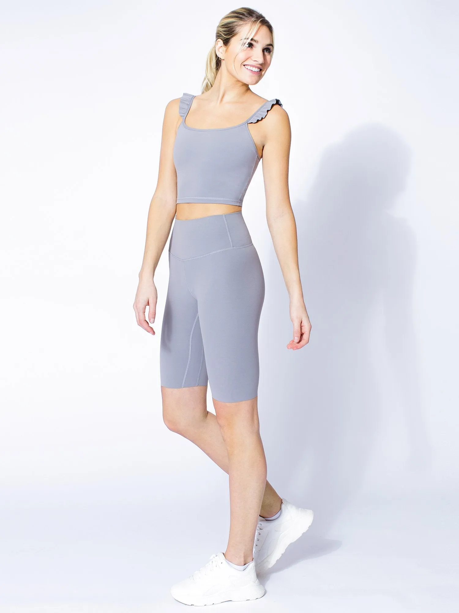 RUFFLED SIMPLICITY TANK, LUNAR GREY
