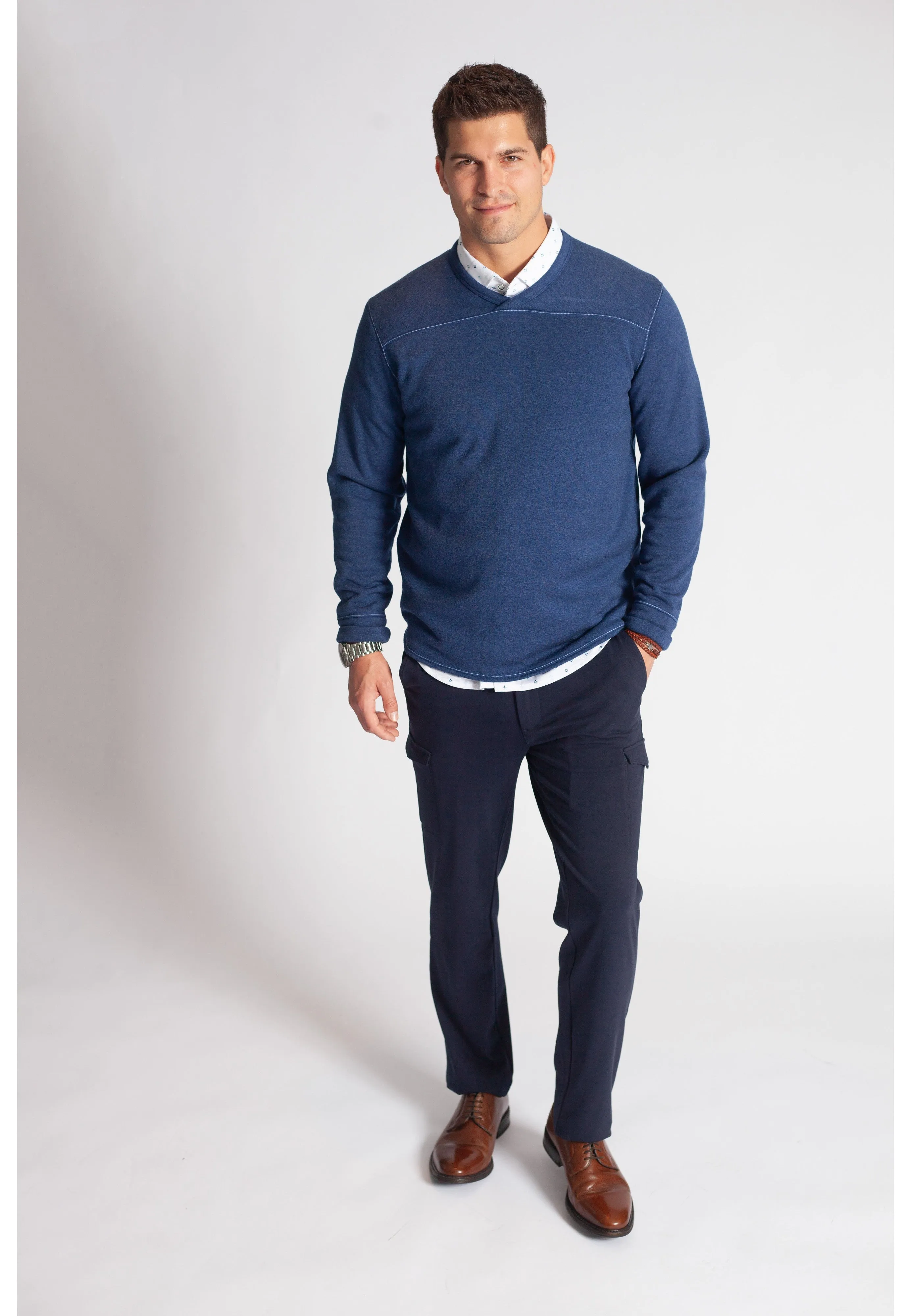 Rugvee Pullover V-Neck Sweatshirt - Tokyo Blue
