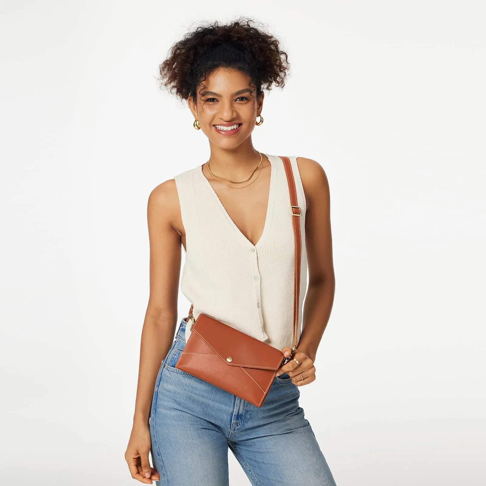 S-ZONE Leather Envelope Convertible Crossbody Bags for Women Wristlet Clutch Purses Small Shoulder Handbag with 2 straps