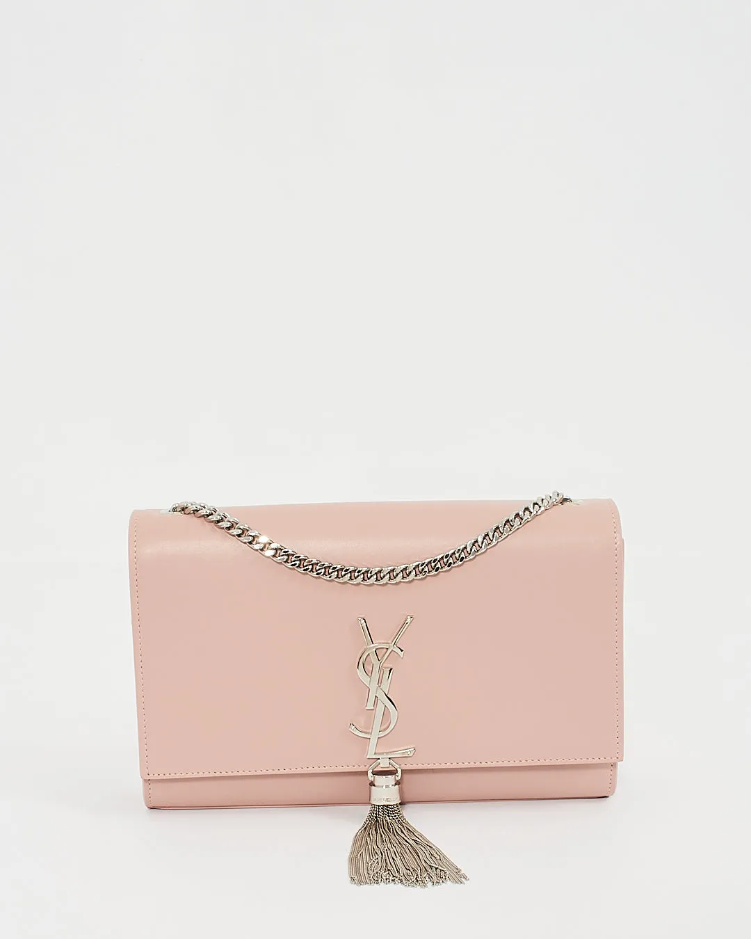 Saint Laurent Pale Pink Soft Leather Kate Tassel Medium Flap Chain Bag