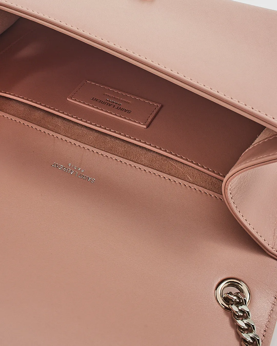 Saint Laurent Pale Pink Soft Leather Kate Tassel Medium Flap Chain Bag