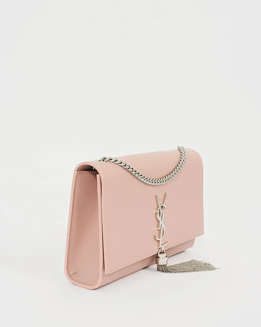 Saint Laurent Pale Pink Soft Leather Kate Tassel Medium Flap Chain Bag