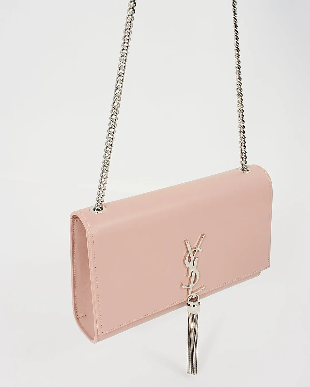 Saint Laurent Pale Pink Soft Leather Kate Tassel Medium Flap Chain Bag