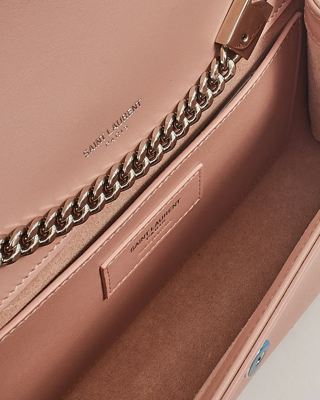 Saint Laurent Pale Pink Soft Leather Kate Tassel Medium Flap Chain Bag