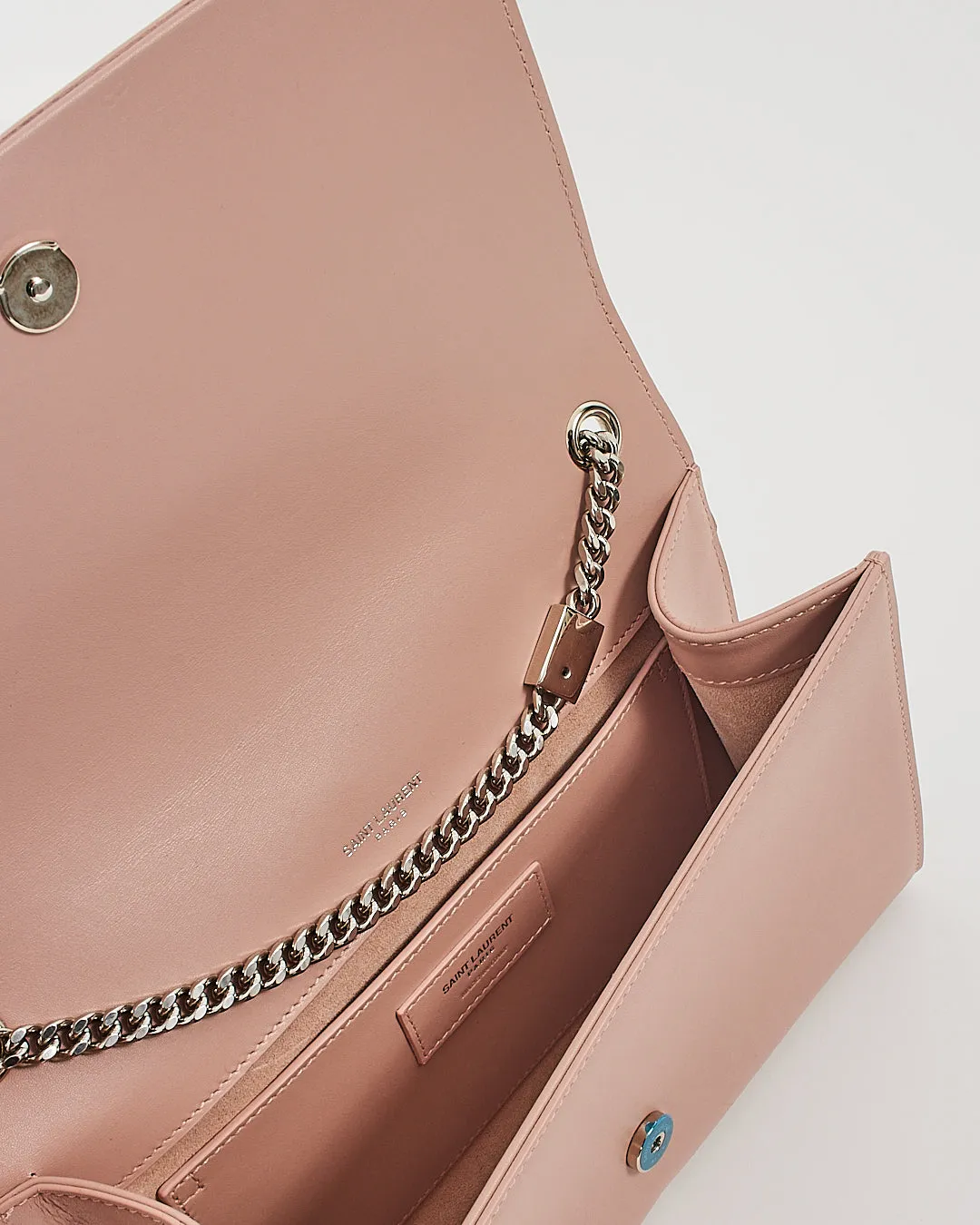 Saint Laurent Pale Pink Soft Leather Kate Tassel Medium Flap Chain Bag