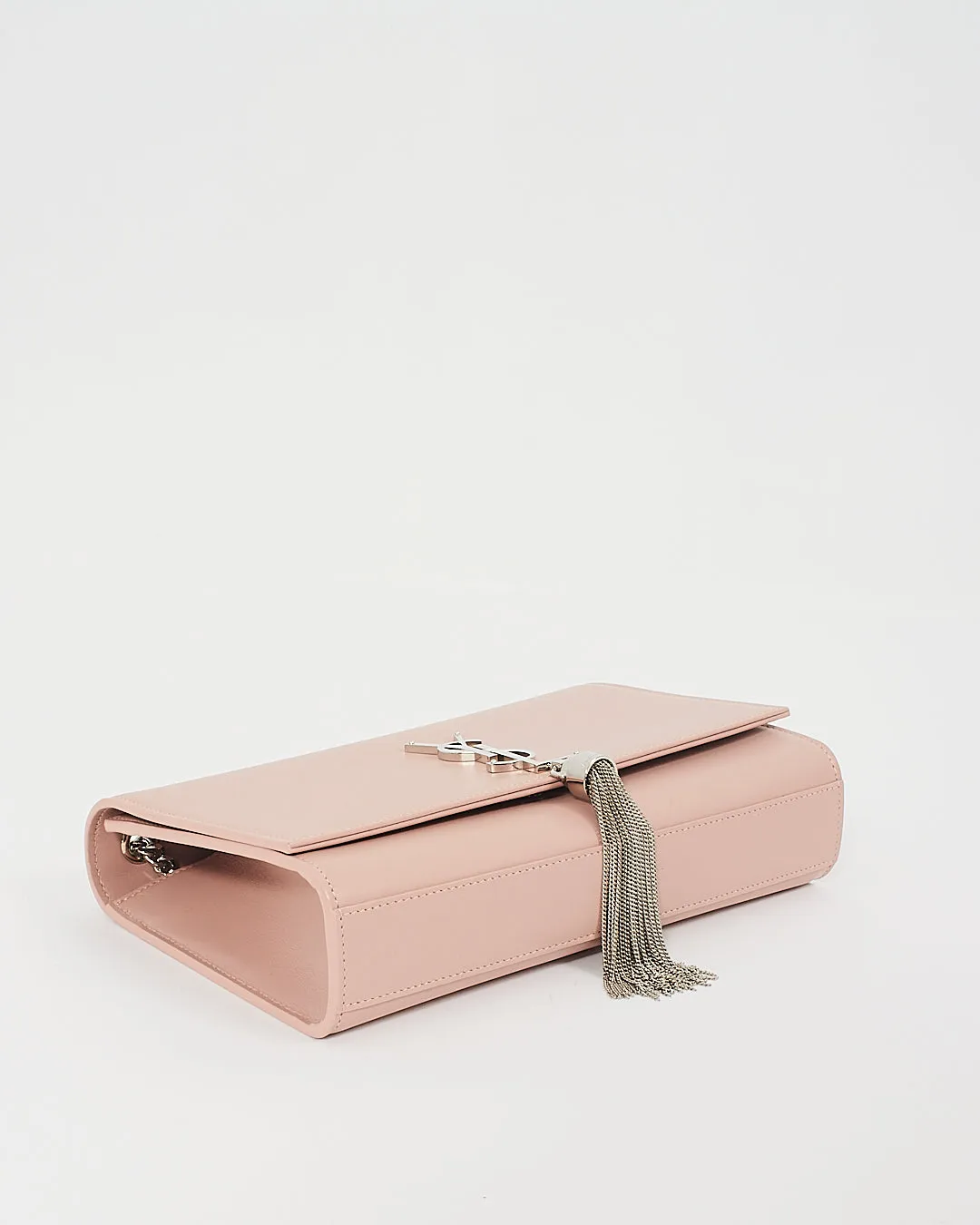 Saint Laurent Pale Pink Soft Leather Kate Tassel Medium Flap Chain Bag