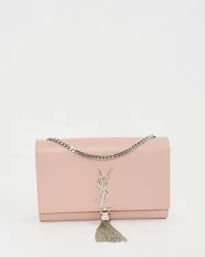 Saint Laurent Pale Pink Soft Leather Kate Tassel Medium Flap Chain Bag