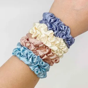 Satin Self Care Scrunchie Set – 8-Pack in Soft Neutral Colors