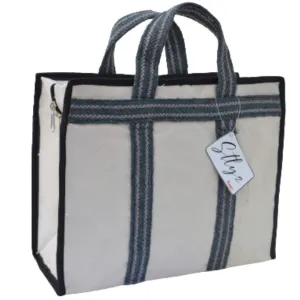Saudeep India Canvas Grocery Shopping Bags with Reinforced Handles(15x5.5x11.5 Inches, Grey)