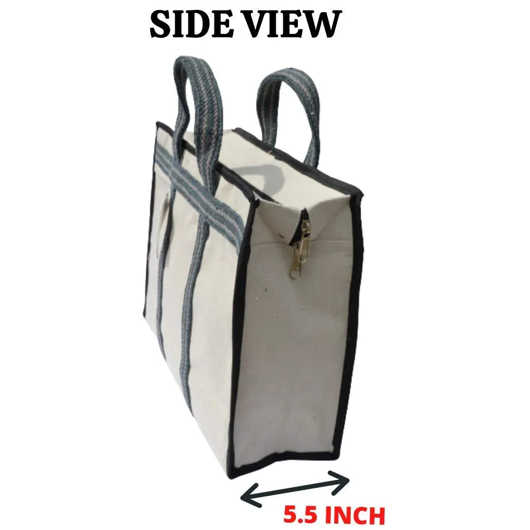 SAUDEEP INDIA Canvas Grocery Shopping Bags with Reinforced Handles(17.5x5.5x13 Inches, Grey)