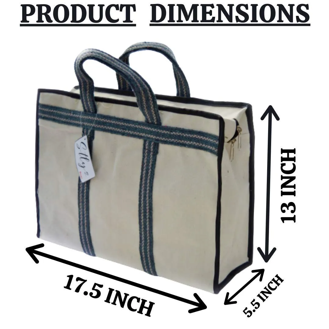 SAUDEEP INDIA Canvas Grocery Shopping Bags with Reinforced Handles(17.5x5.5x13 Inches, Grey)