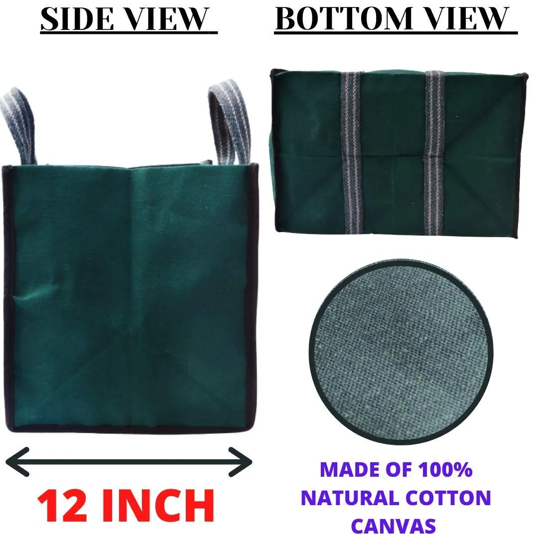 Saudeep India Canvas Grocery Shopping Bags with Reinforced Handles(17x12x12.5 Inches, Green)