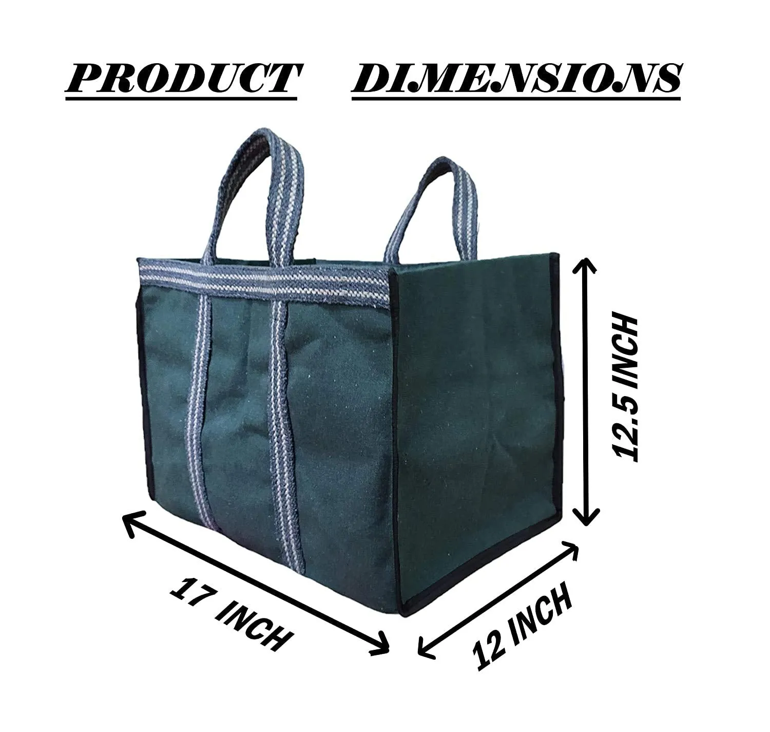 Saudeep India Canvas Grocery Shopping Bags with Reinforced Handles(17x12x12.5 Inches, Green)