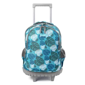 seastig Green Leaves Rolling Backpack Girls 18 inch with Wheels for School or Travel Use