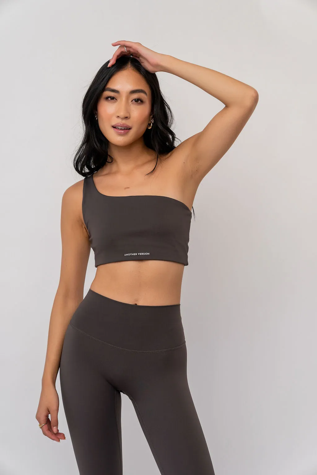 SECOND SKIN ONE SHOULDER BRA - CHARCOAL