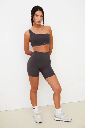 SECOND SKIN ONE SHOULDER BRA - CHARCOAL