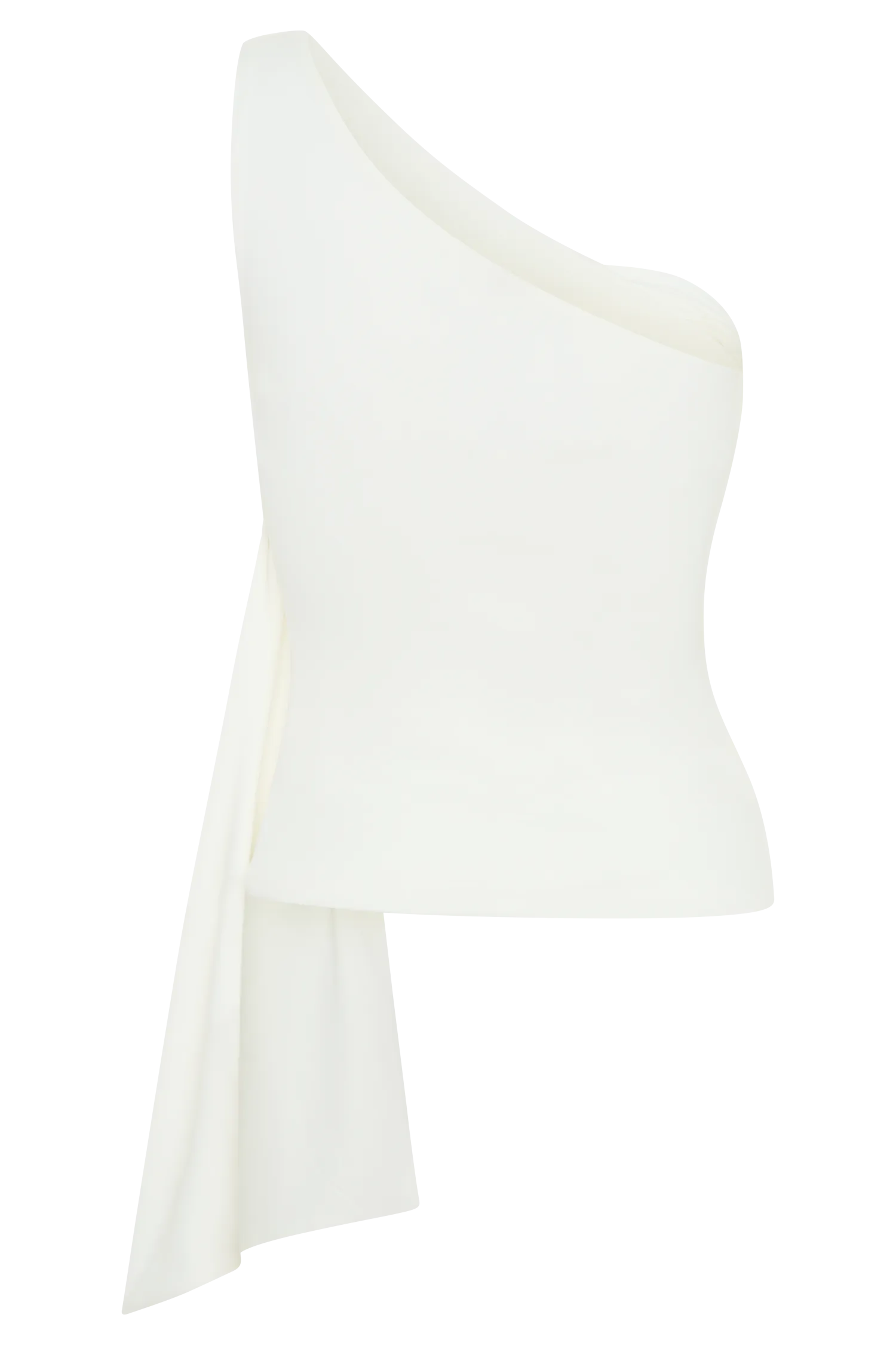 Sera One Shoulder Recycled Nylon Top With Drape - Ivory