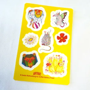 Seven Charming Characters Waterproof Vinyl Sticker Sheet