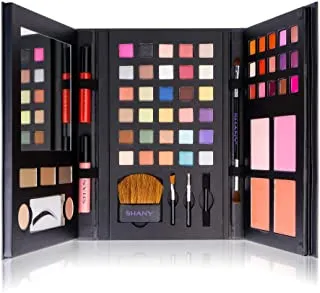 SHANY Luxe Book Makeup Set - All In One Travel Cosmetics Kit with 30 Eyeshadows, 15 Lip Colors, 5 Brushes, 4 Pressed Blushes, 3 Brow Colors, and Mirror