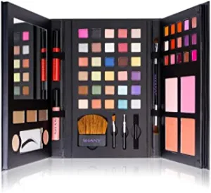 SHANY Luxe Book Makeup Set - All In One Travel Cosmetics Kit with 30 Eyeshadows, 15 Lip Colors, 5 Brushes, 4 Pressed Blushes, 3 Brow Colors, and Mirror
