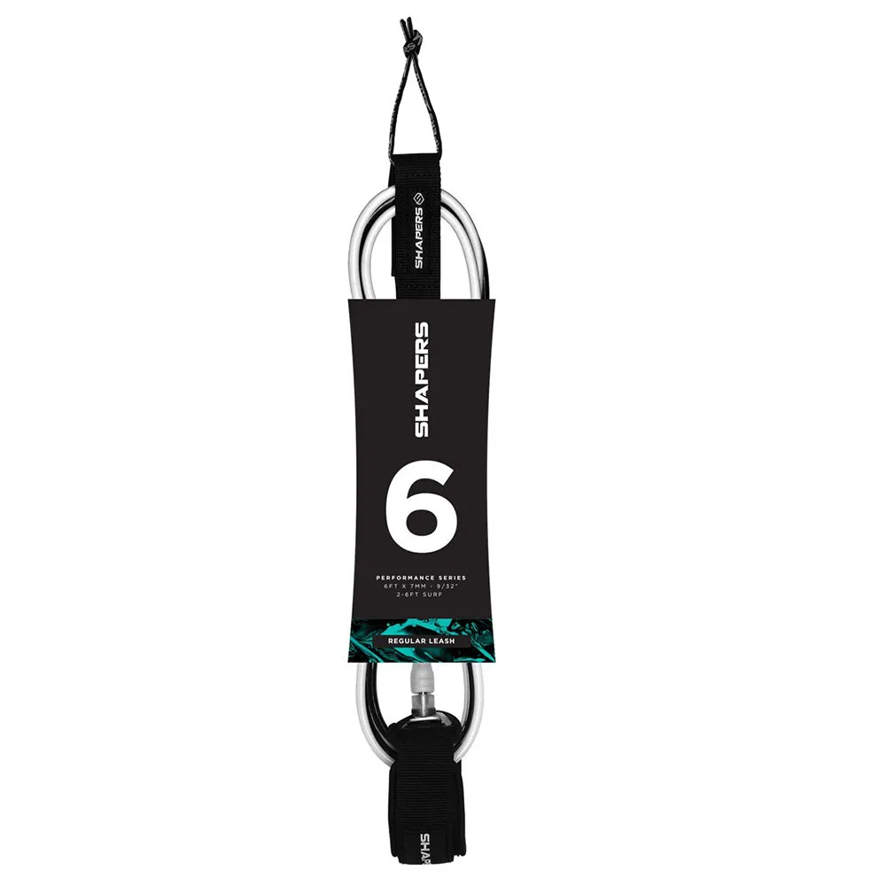 SHAPERS 6FT REGULAR SURF LEASH BLACK WHITE