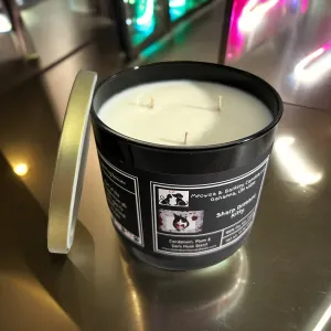 Sharp Dressed Kitty Candle, U.S. Handmade Masculine Scented Soy Candle, Clean Burn, Cardamom, Plum and Dark Musk Scent, Gift for Friend Mom Dad Co-Worker Sister
