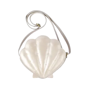 Shelly Shoulderbag | Scallop | Off White Metallic Leather