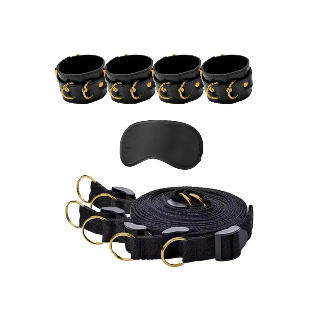 Shots Black Bondage Bed Bindings Restraint System