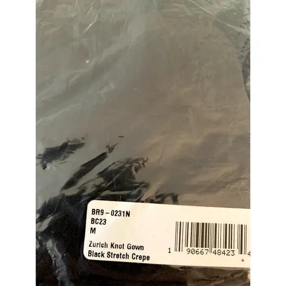 Show Me Your Mumu Zurich Knot Gown in Black Stretch Crepe M NWT