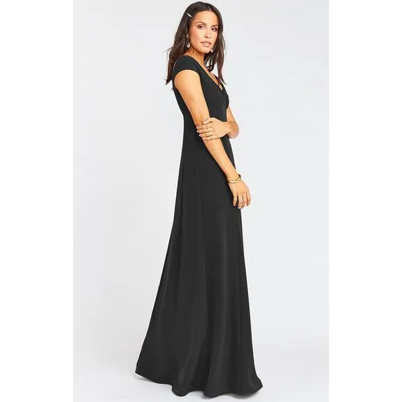 Show Me Your Mumu Zurich Knot Gown in Black Stretch Crepe M NWT