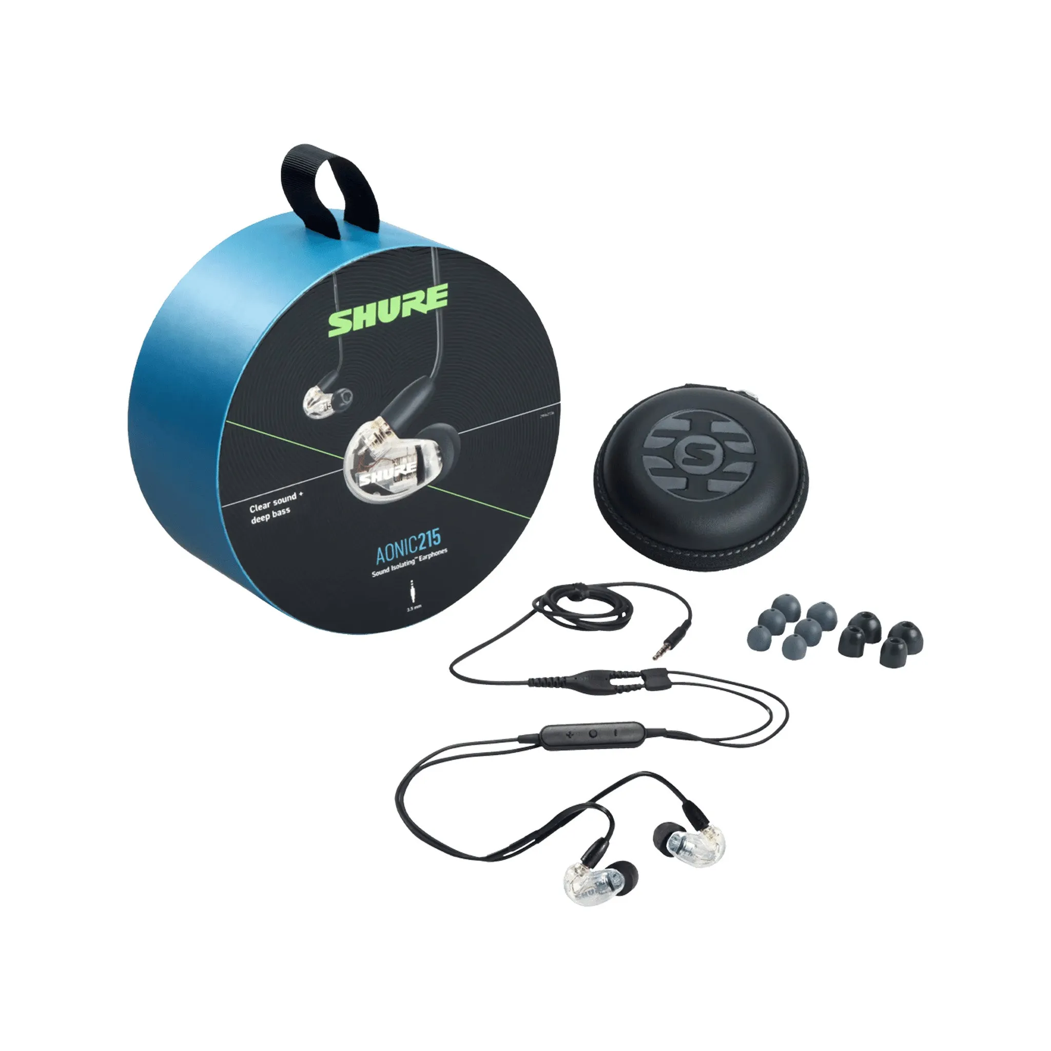 Shure Aonic 215 Sound Isolating Earphones W/Integrated Remote and Mic, Clear