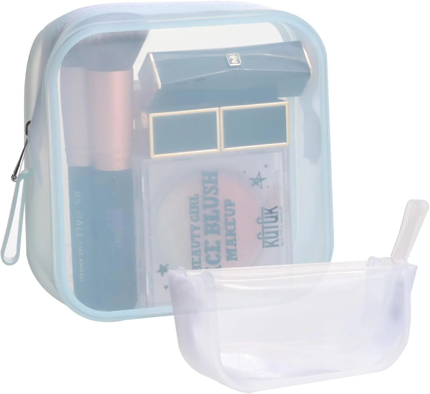 Silicone Travel Makeup Bag – Transparent Cosmetic Storage Pouch, Waterproof, Easy to Clean, 2-Pack