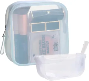 Silicone Travel Makeup Bag – Transparent Cosmetic Storage Pouch, Waterproof, Easy to Clean, 2-Pack