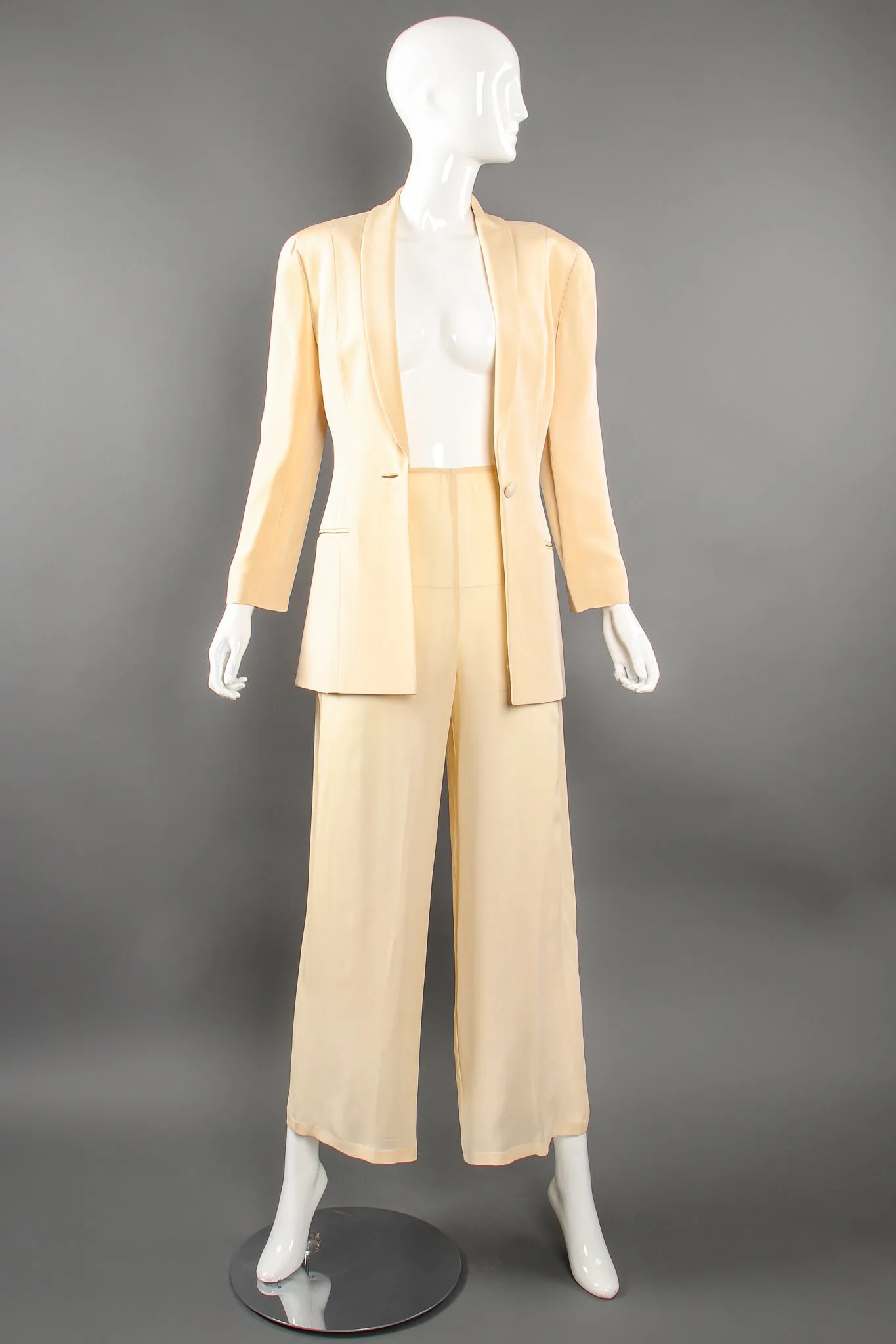Silk Jacket & Chiffon Pant Suit Set