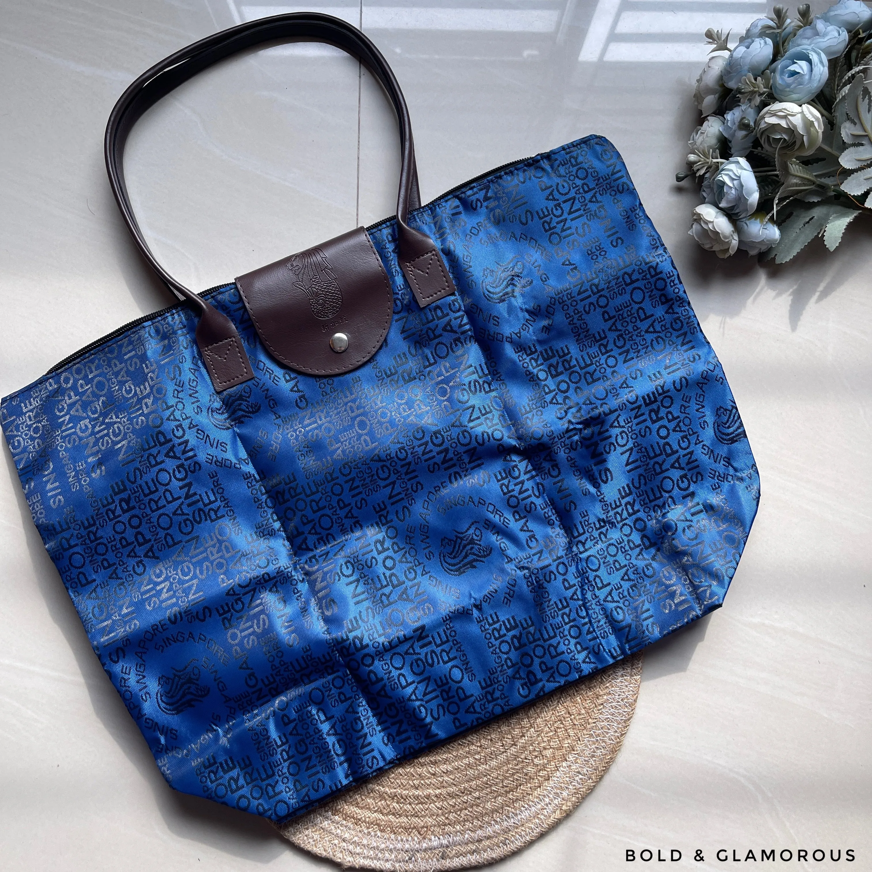 Singapore Folding Tote Bags | SGTB01 | Dark Blue
