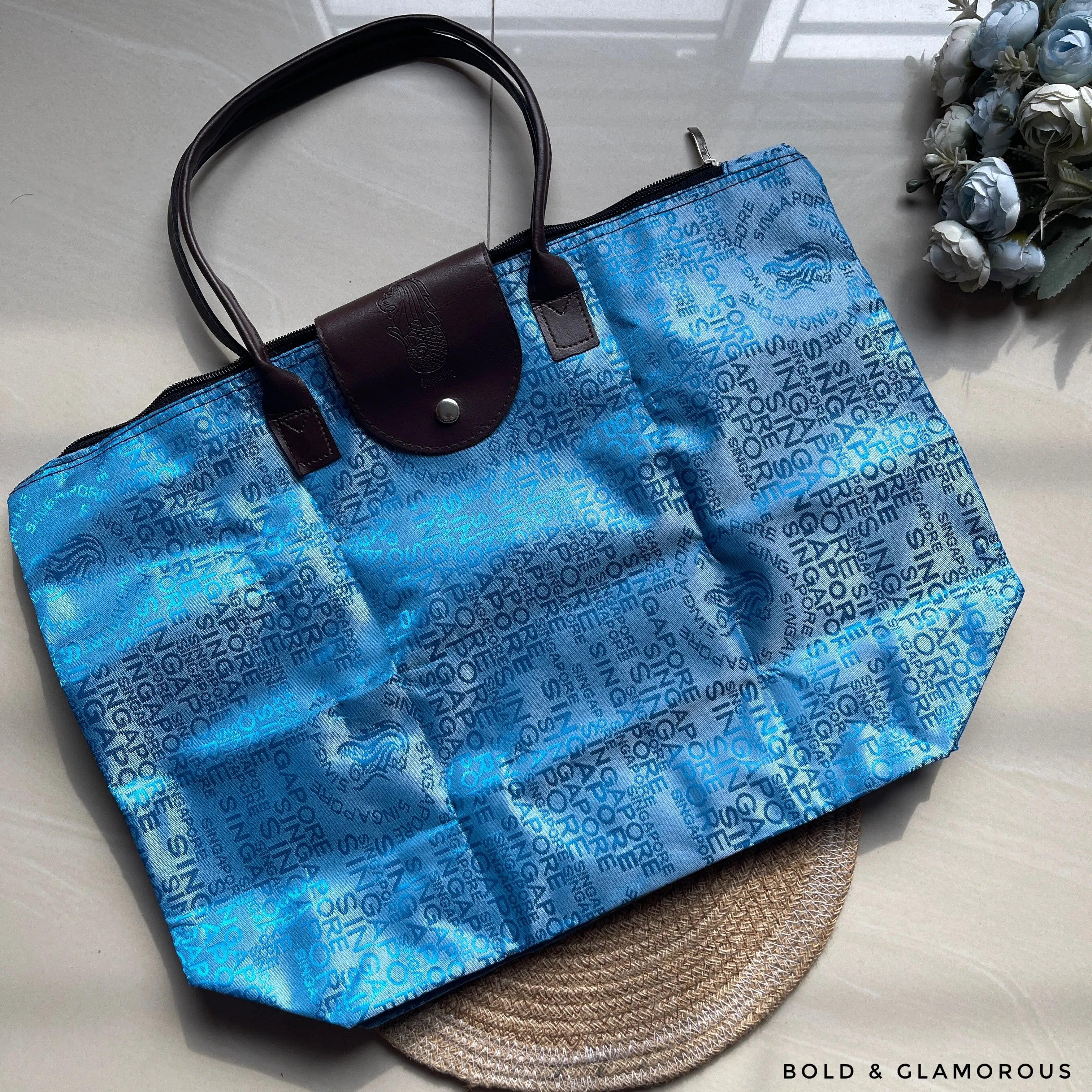 Singapore Folding Tote Bags | SGTB01 | Light Blue