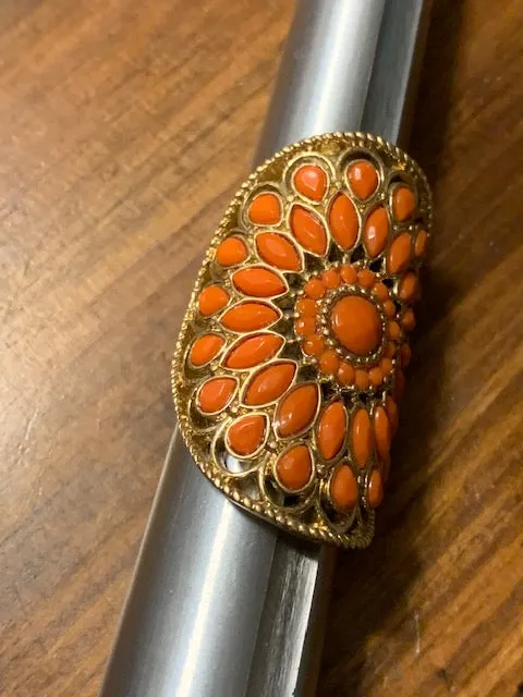 Size 8 1/2 Golden and Yellow Costume Ring:  The Weavings of Wealth