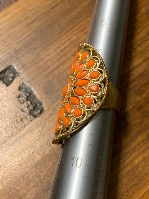 Size 8 1/2 Golden and Yellow Costume Ring:  The Weavings of Wealth