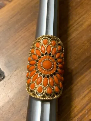 Size 8 1/2 Golden and Yellow Costume Ring:  The Weavings of Wealth