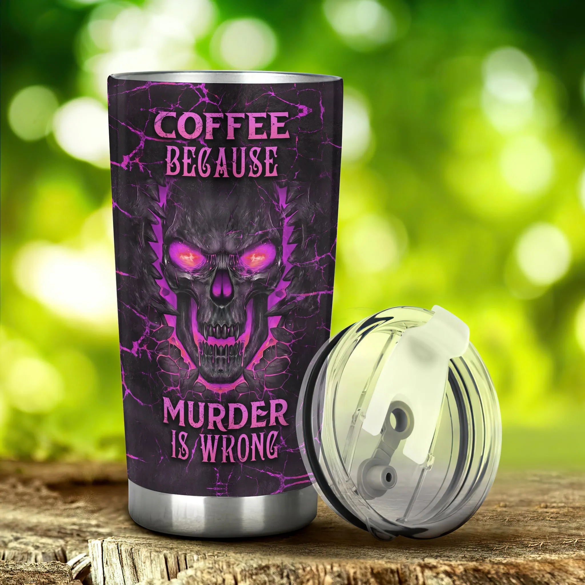 Skull Coffee - Personalized Name Tumbler 17 - Purple - Nvc97