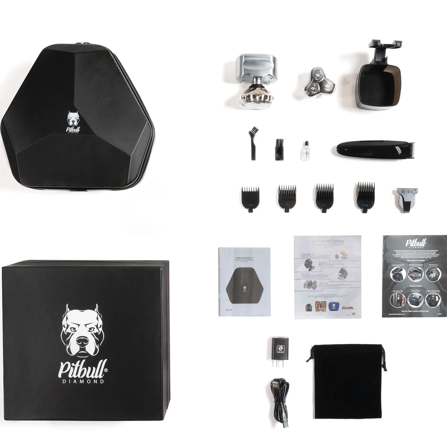 Skull Shaver Pitbull Diamond PRO Rasoir Electrique Homme pour tête et visage
