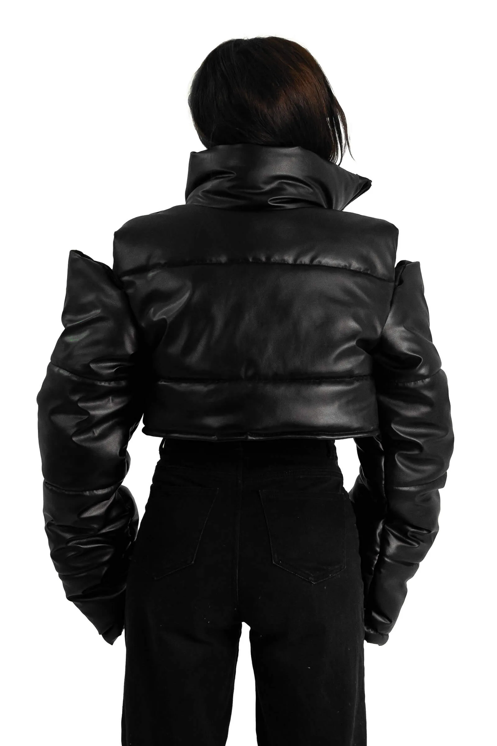 Sleek Cut-Shoulder Puffer Jacket