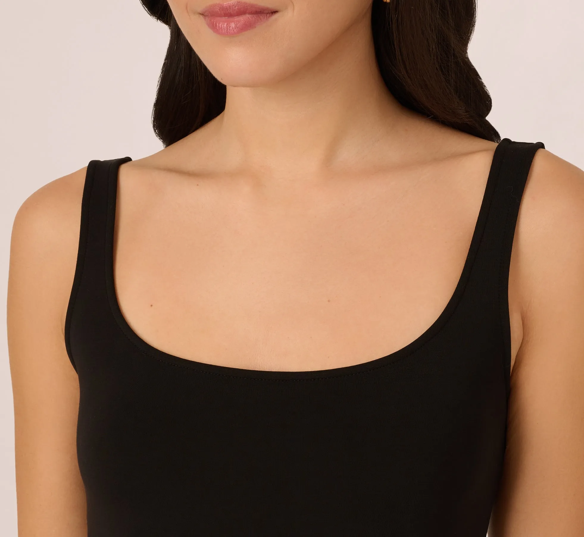 Sleeveless Crochet Hem Mini Dress In Black Ecru