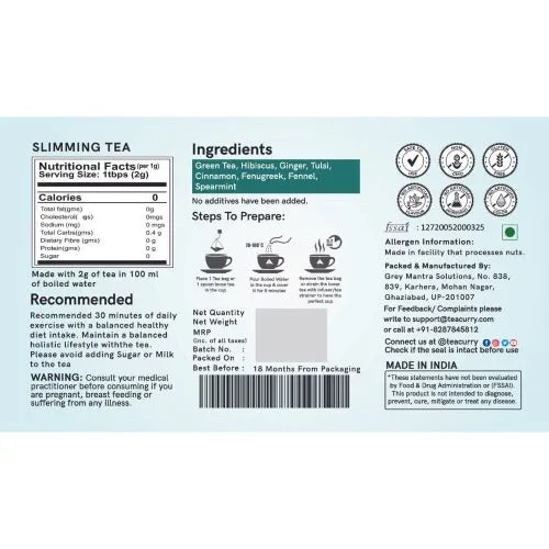 Slimming Tea - Best Weight Loss Tea for both Men & Women with Diet Chart