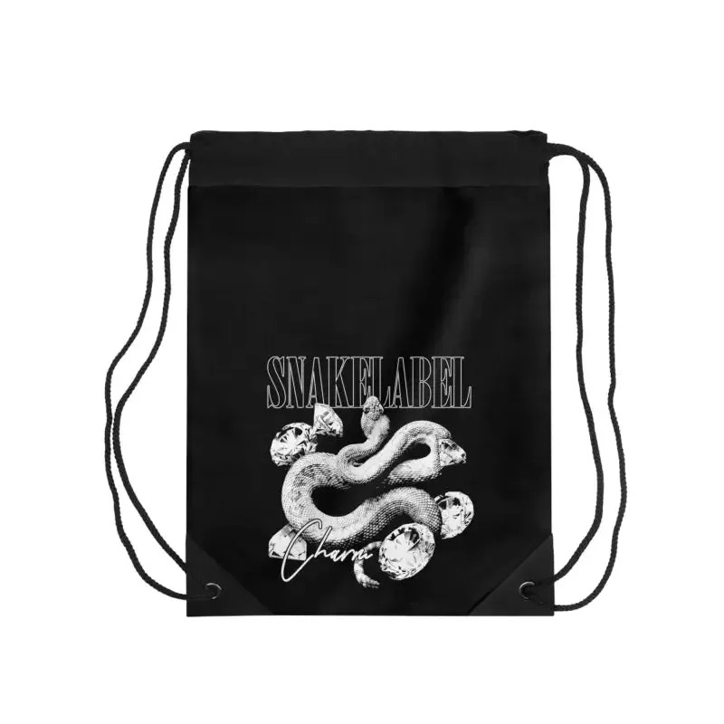 Snake Drawstring Bag with Zipper Pocket & Durable Polyester Build